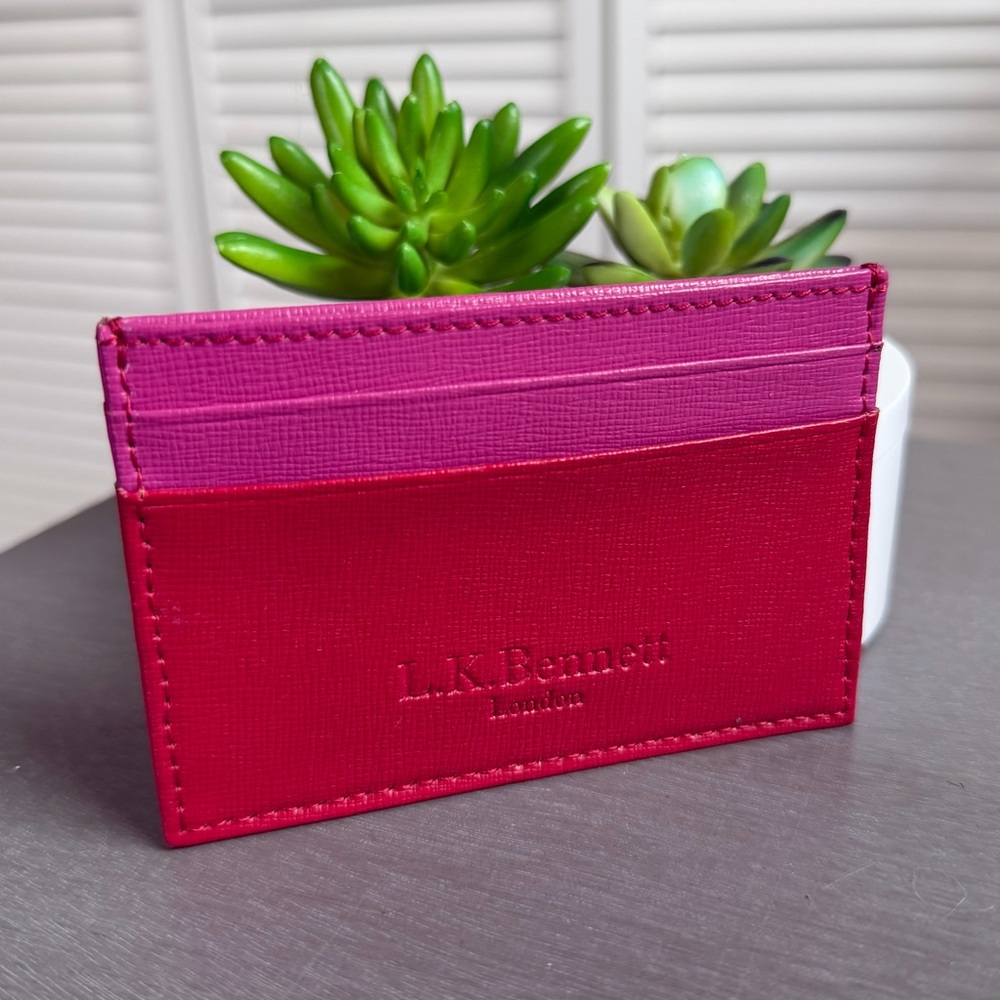 L.K. Bennett London Red & Pink Card Holder Wallet